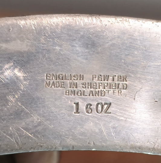 English Sheffield Hammered Pewter Hip Flask