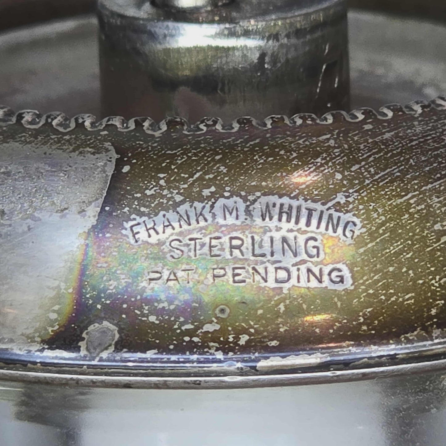 Frank M. Whiting Hy-Glo Sterling Silver & Glass Table Lighter